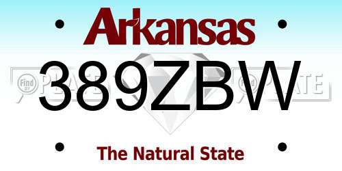389ZBW Arkansas License Plate