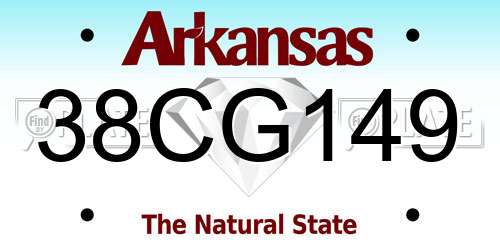 38CG149 Arkansas License Plate