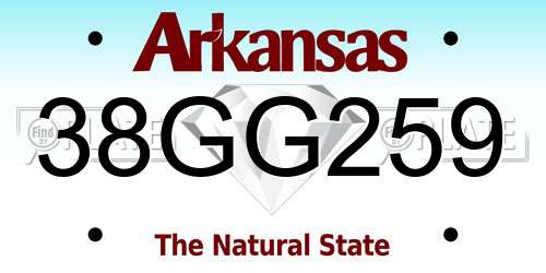 38GG259 Arkansas License Plate