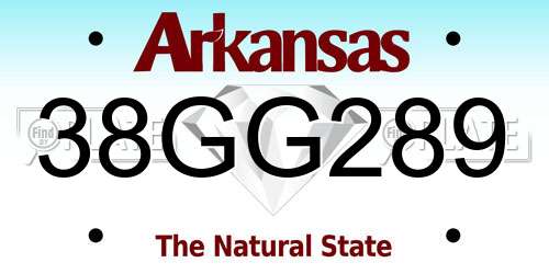 38GG289 Arkansas License Plate