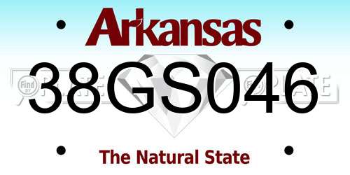 38GS046 Arkansas License Plate