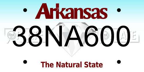 38NA600 Arkansas License Plate