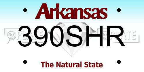 390SHR Arkansas License Plate