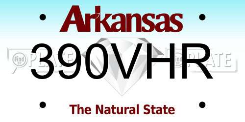 390VHR Arkansas License Plate