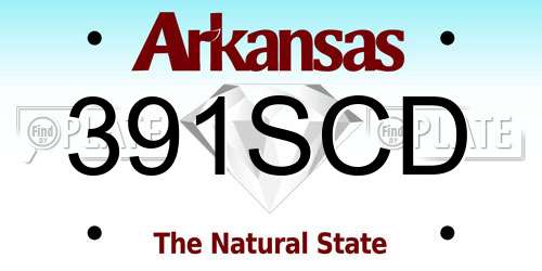 391SCD Arkansas License Plate