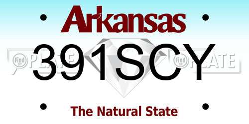 391SCY Arkansas License Plate