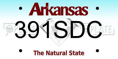 391SDC Arkansas License Plate