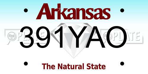 391YAO Arkansas License Plate