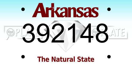 392148 Arkansas License Plate