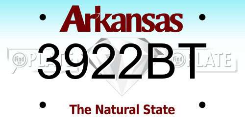 3922BT Arkansas License Plate