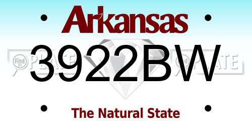 3922BW Arkansas License Plate