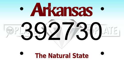 392730 Arkansas License Plate