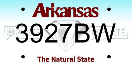 3927BW Arkansas License Plate