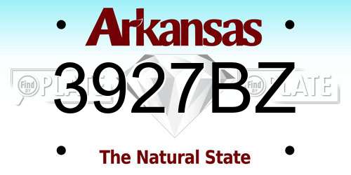 3927BZ Arkansas License Plate