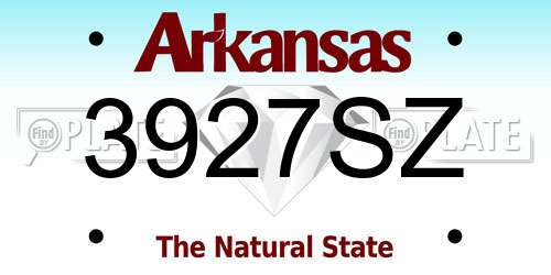 3927SZ Arkansas License Plate