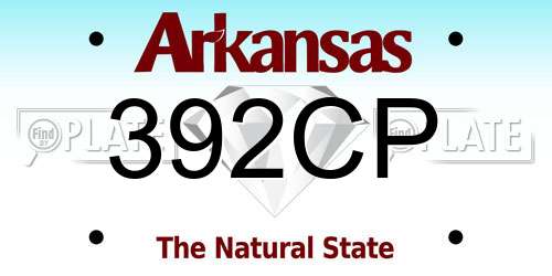 392CP Arkansas License Plate