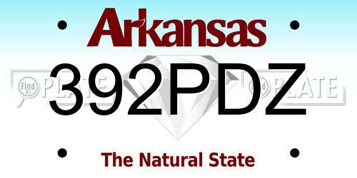 392PDZ Arkansas License Plate