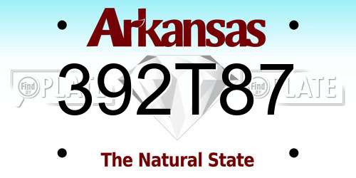 392T87 Arkansas License Plate