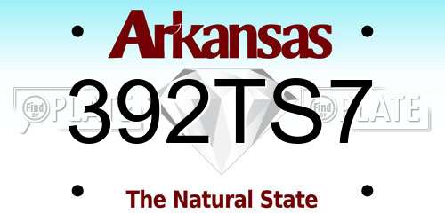 392TS7 Arkansas License Plate