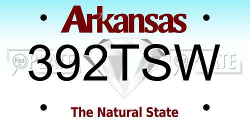 392TSW Arkansas License Plate