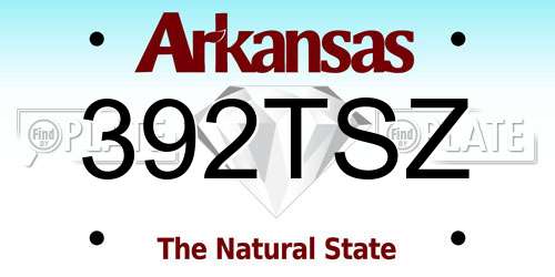 392TSZ Arkansas License Plate