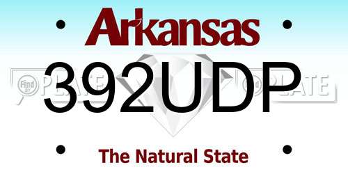 392UDP Arkansas License Plate