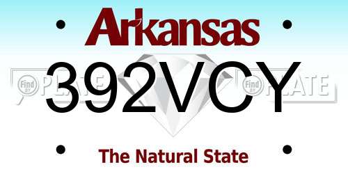 392VCY Arkansas License Plate