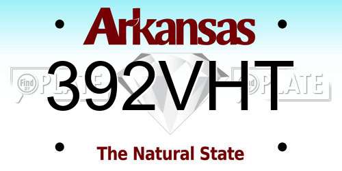 392VHT Arkansas License Plate