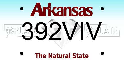 392VIV Arkansas License Plate