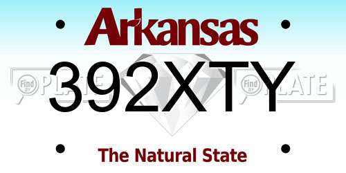 392XTY Arkansas License Plate