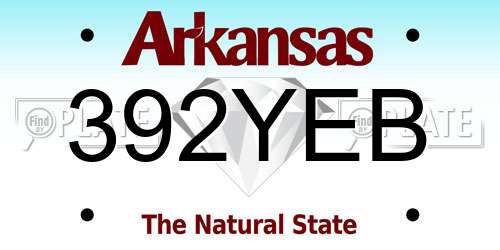 392YEB Arkansas License Plate