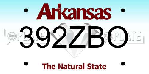 392ZBO Arkansas License Plate