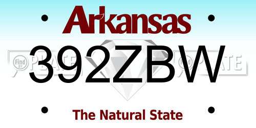 392ZBW Arkansas License Plate