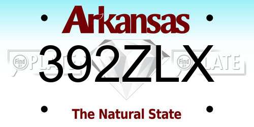 392ZLX Arkansas License Plate
