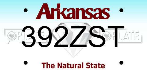 392ZST Arkansas License Plate