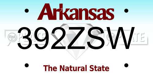 392ZSW Arkansas License Plate