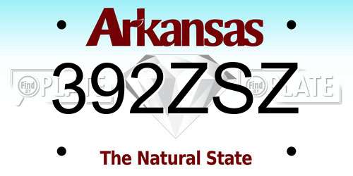 392ZSZ Arkansas License Plate