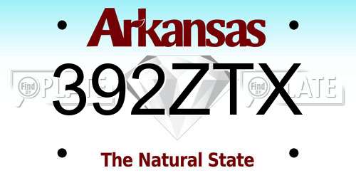 392ZTX Arkansas License Plate