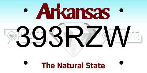 393RZW Arkansas License Plate