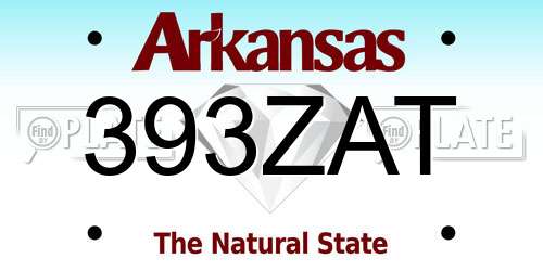 393ZAT Arkansas License Plate