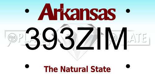 393ZIM Arkansas License Plate