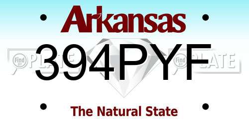 394PYF Arkansas License Plate