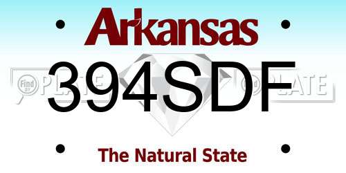 394SDF Arkansas License Plate