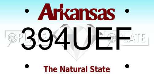 394UEF Arkansas License Plate