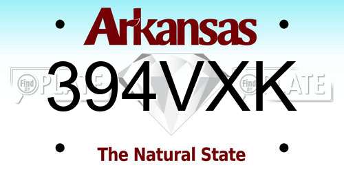 394VXK Arkansas License Plate