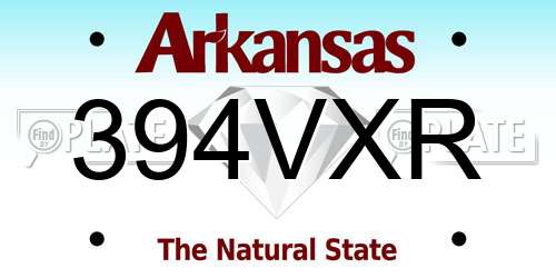 394VXR Arkansas License Plate