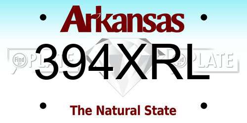 394XRL Arkansas License Plate