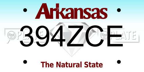 394ZCE Arkansas License Plate