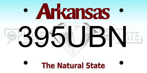 395UBN Arkansas License Plate