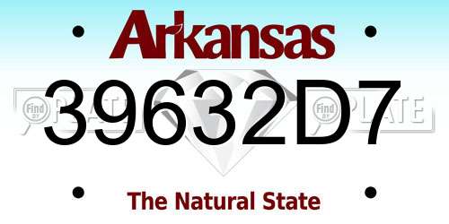 39632D7 Arkansas License Plate